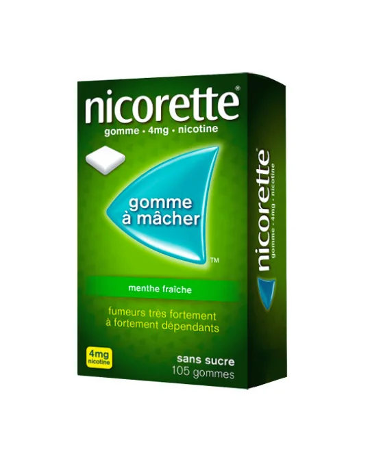 [7586] Gomme a macher 4mg nicotine Menthe Fraiche 105 Gommes Nicorette